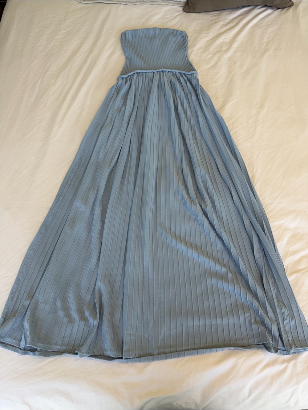 SOLID & STRIPED Solglio Strapless Ribbed Baby Blue Summer Maxi Dress - Picture 4 of 6